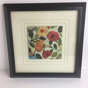 Kim Parker “Autumn 2” Botanical Modern Art Framed Tile Print Signed 13x13 Floral